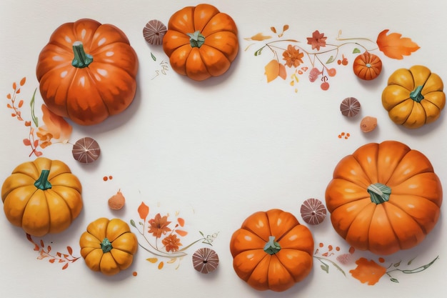 Fond aquarelle avec citrouilles Halloween ou festival de la récolte