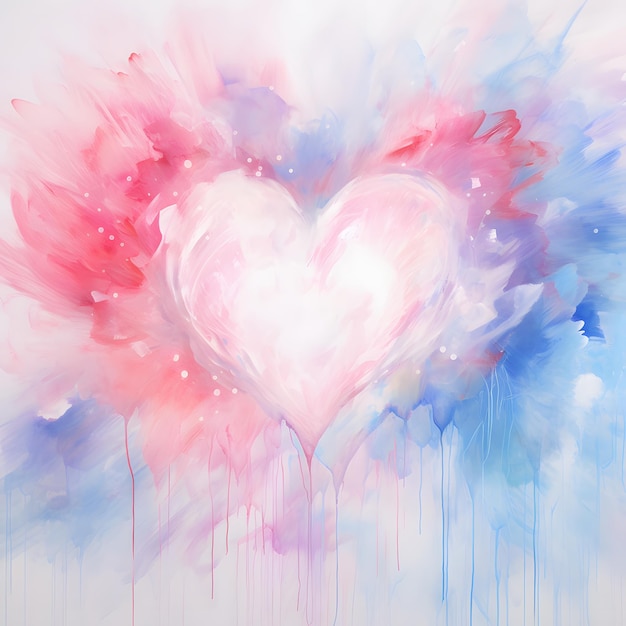 fond aquarelle coeur rose et bleu pastel Saint Valentin jour de l'amour
