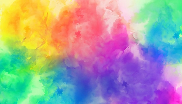 Fond aquarelle coloré avec texture nuageuse arc-en-ciel et motif de taches de peinture grunge en clair