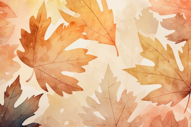 Un fond d'aquarelle de feuilles d'automne dans le style de beige clair à bords doux