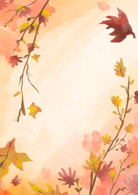 Fond aquarelle de feuilles florales brunes