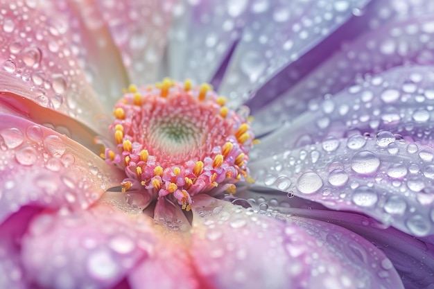 Photo fond d'aquarelle de fleur mignonne violet pastel coloré avec des gouttes de rosée papier peint d'eau