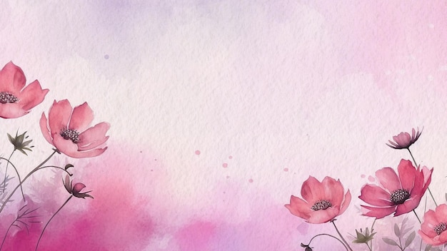 Fond aquarelle fleur rose floral abstrait sur papier