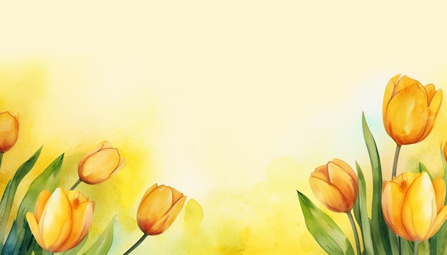 fond aquarelle de fleur de tulipe jaune