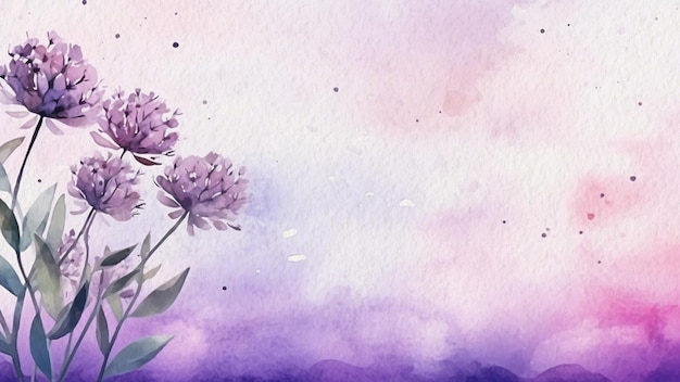 Photo fond d'aquarelle de fleur violette florale abstraite sur papier généré par l'ia