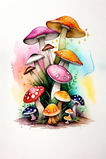 Fond aquarelle pour texte avec champignons