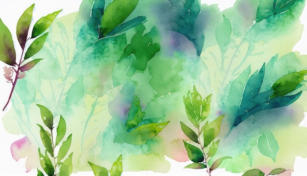 Fond aquarelle printemps feuillage frais