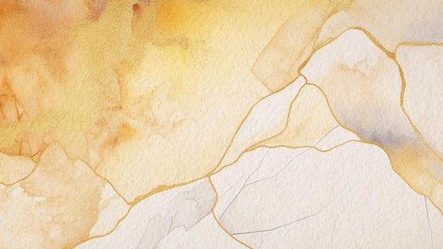 Fond d'aquarelle de texture de marbre abstrait sur papier avec fissure d'or