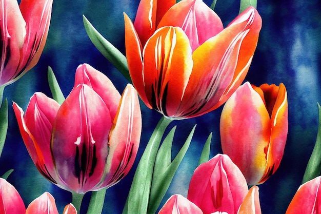 Fond aquarelle de tulipes