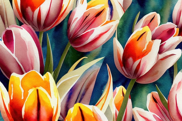 Fond aquarelle de tulipes