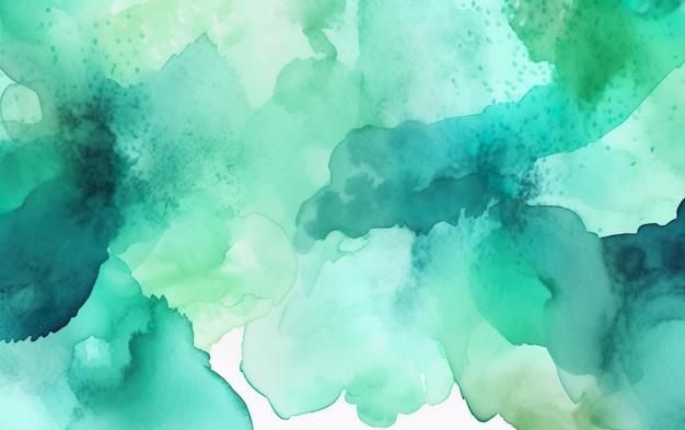 Un fond aquarelle vert et bleu avec un fond blanc.