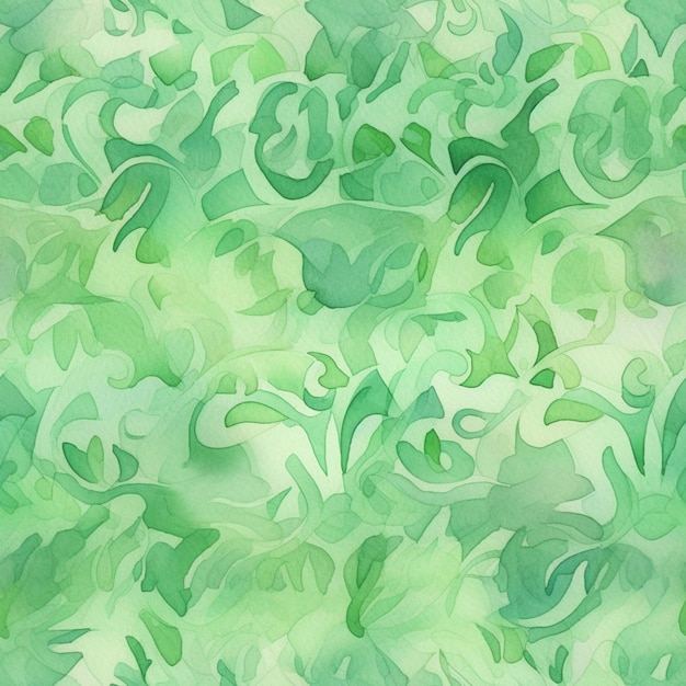 Un fond aquarelle vert avec un motif de feuilles.