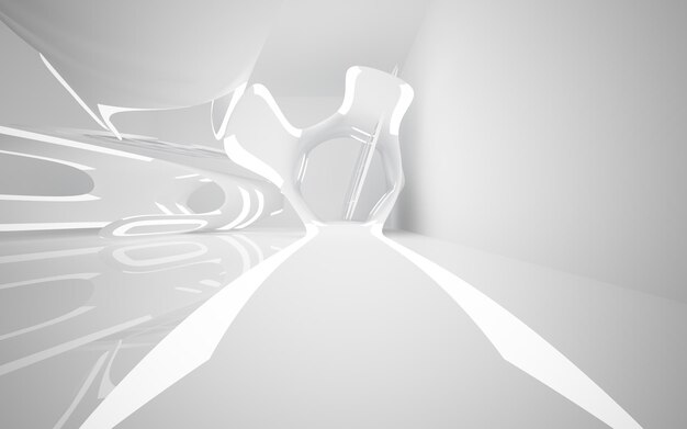 Fond architectural abstrait lisse blanc. Illustration et rendu 3D