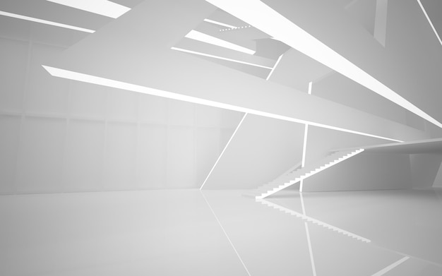 Fond architectural abstrait lisse blanc Vue de nuit avec illustration 3D d'éclairage