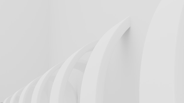 Photo fond d'architecture abstraite. illustration 3d du bâtiment circulaire blanc. papier peint géométrique moderne. conception technologique futuriste