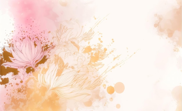 Fond d'art abstrait aquarelle avec des fleurs roses