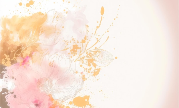 Fond d'art abstrait aquarelle avec des fleurs roses