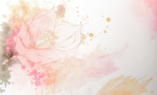 Fond d'art abstrait aquarelle avec des fleurs roses