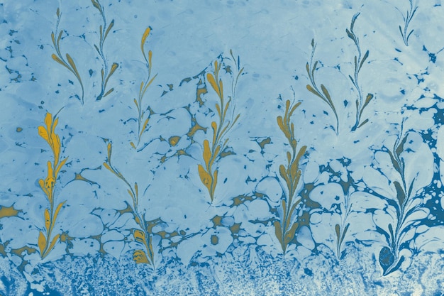 Fond d'art Ebru texture marbrée motifs floraux