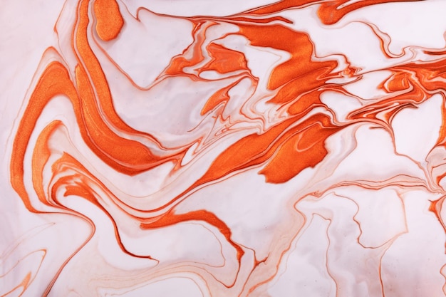 Fond d'art fluide abstrait couleurs orange vif et blanc Marbre liquide Peinture acrylique avec dégradé rouge