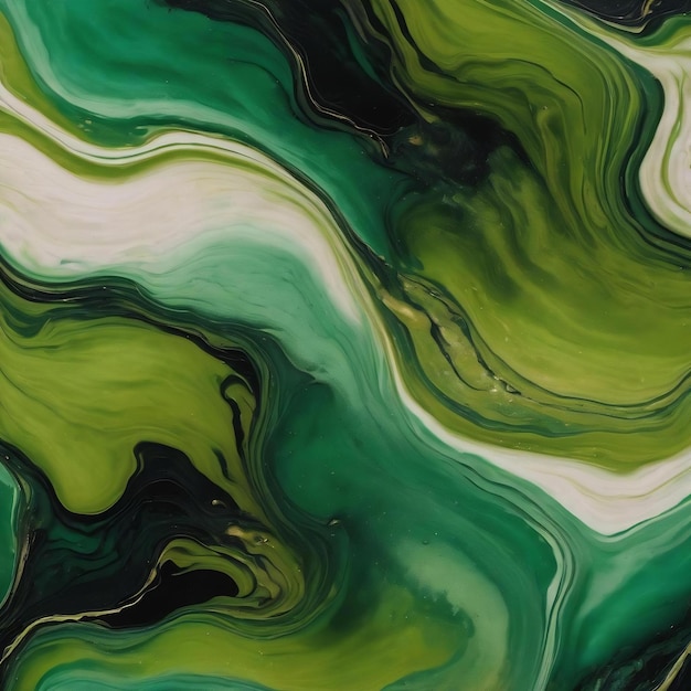 Fond d'art fluide abstrait couleurs vert clair et noir marbre liquide