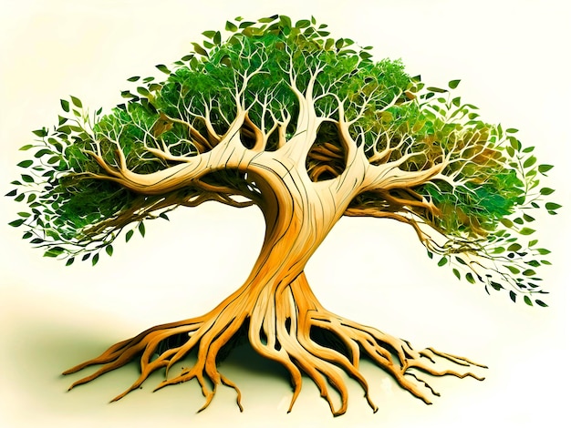 Fond d'art d'illustration d'arbre 3D généré par l'IA