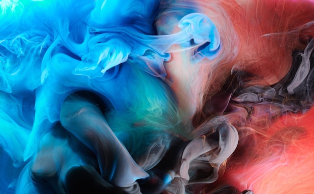 Fond d'art liquide de contraste multicolore Maquette de fumée abstraite d'explosion d'encre de peinture
