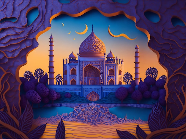 Fond d'art vectoriel Taj Mahal