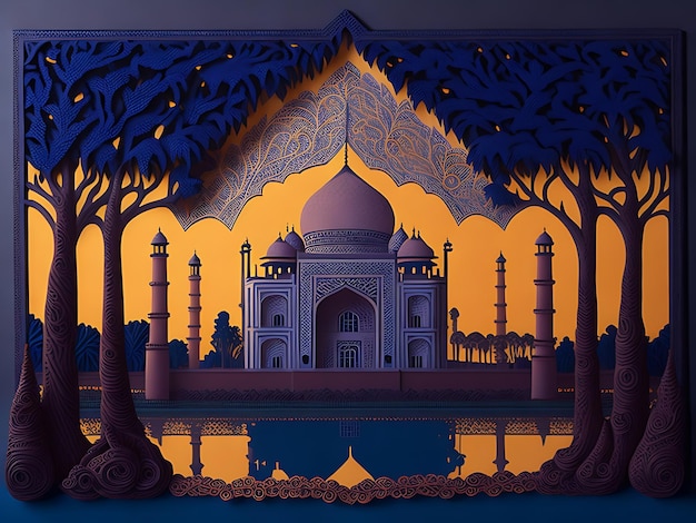 Fond d'art vectoriel Taj Mahal