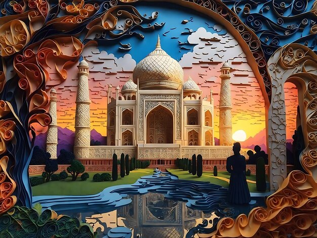 Fond d'art vectoriel Taj Mahal