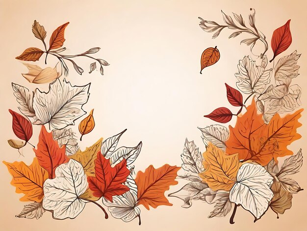 Fond d'automne dessiné à la main avec des feuilles