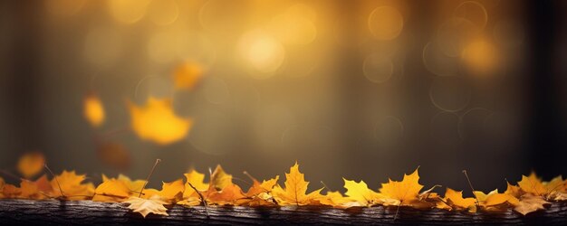 Fond d'automne avec feuilles d'érable et bokeh