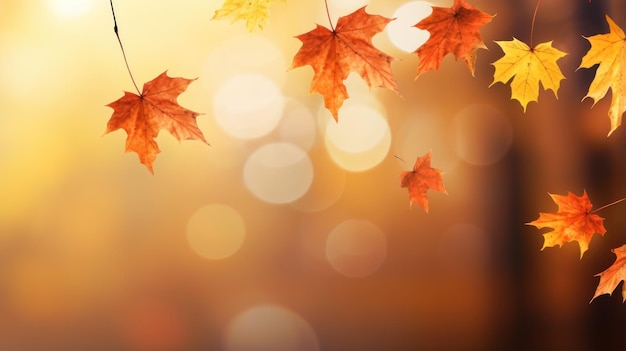 Fond d'automne avec des feuilles d'érable planant dans les airs