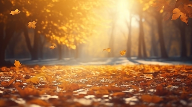 fond d'automne avec des feuilles mortes et parc