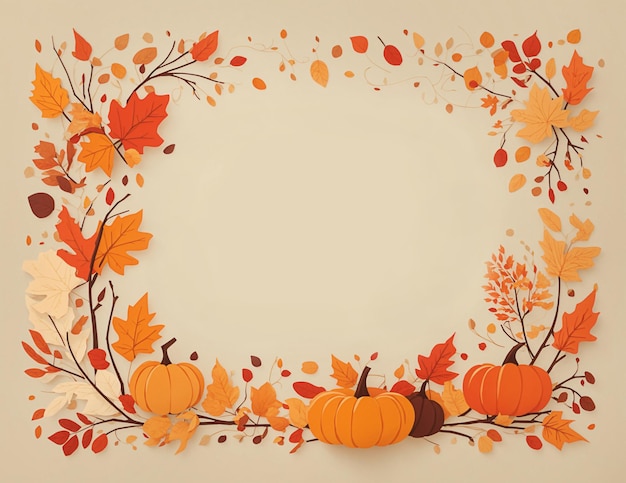 Fond d'automne plat pour carte d'invitation avec des citrouilles et des feuilles