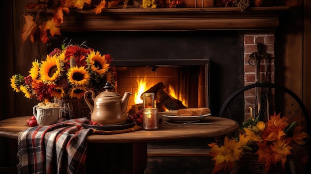 Fond d'automne de table de feuillage