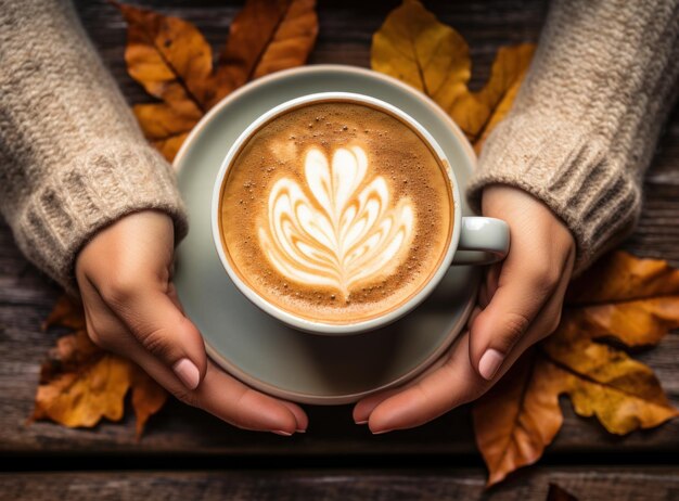 Fond d'automne avec une tasse de café