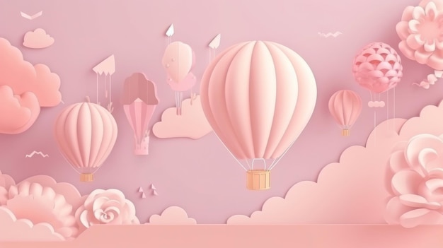 Fond de ballons à air rose Illustration AI GenerativexA