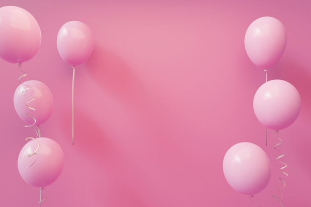 Fond de ballons de fête rose rendu 3d