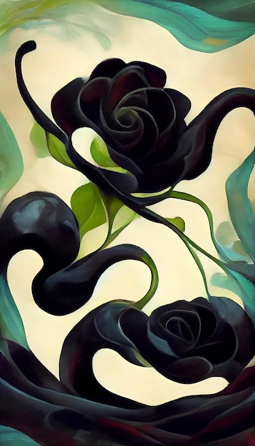 Fond de bannière abstrait peint gratuit avec fond d'écran de roses noires