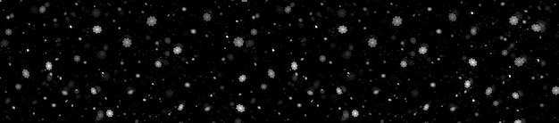 Fond de bannière de Noël neige blanche sur noir pour superposition et édition