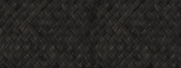Fond de bannière de texture de tapis de bambou tissé noir