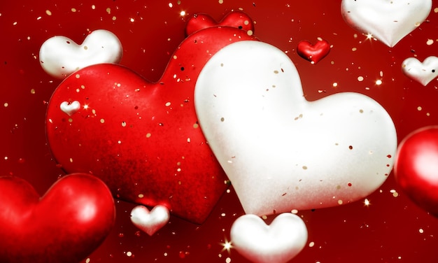 Fond de beaux coeurs pour happy valentines day, rendu 3D.