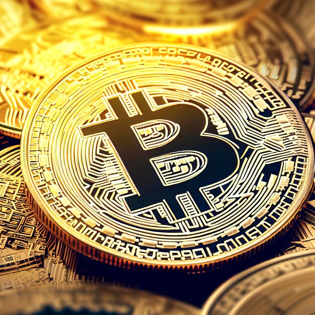 Photo fond de bitcoin doré de monnaie crypto concept d'investissement financier numérique