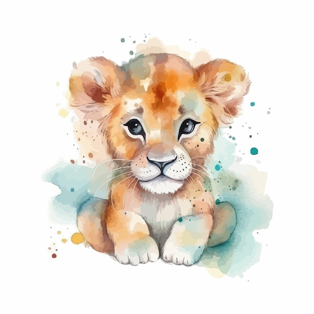 Un fond blanc aquarelle dessin animé mignon tigre