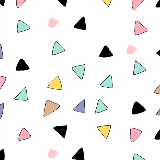 un fond blanc avec beaucoup de triangles colorés et de coeurs ai génératif