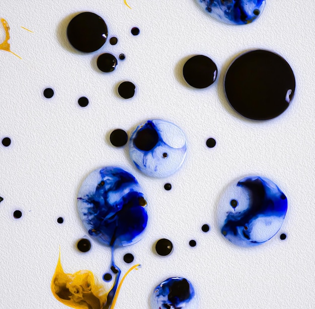 Un fond blanc avec des cercles bleus et noirs avec des points noirs