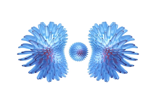 fond blanc de coronavirus isolé, modèle de bactérie de molécule de virus micro-objet