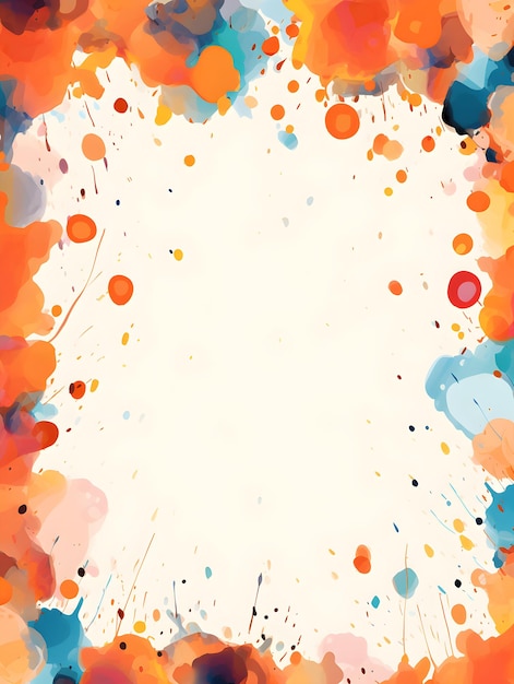 un fond blanc avec des éclaboussures de peinture orange et bleue fond de coeurs de topaze abstrait