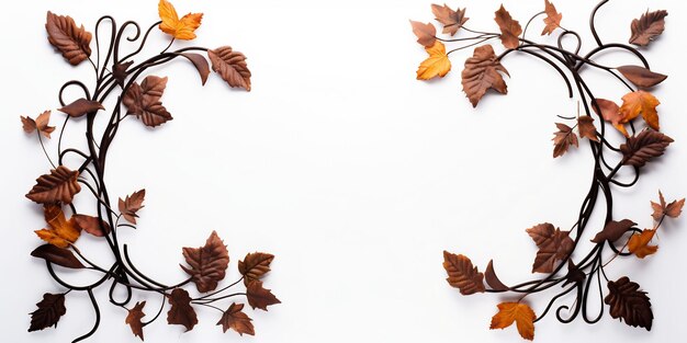 Photo un fond blanc avec des feuilles séchées et un fond blanc